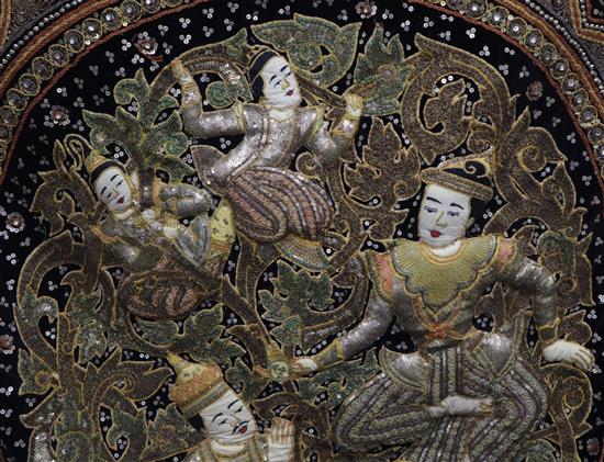 A Burmese large Kalaga sequinned wall hanging, approx 220 x 145cm